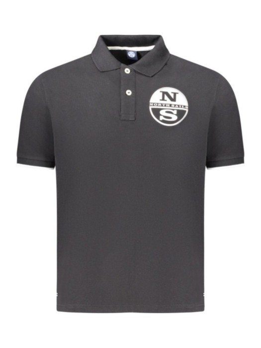 North Sails Tricou polo barbati, cu imprimeu cu logo, Regular fit, Negru, S