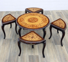 Set masa din lemn masiv furniruit cu patru scaune CAT-Coffee-Table-SET foto