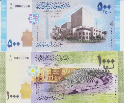 Bancnota Siria 500 si 1.000 Pounds 2013 - P115/116 UNC ( set x2 ) foto
