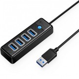 Hub USB Orico PW4U-U3, 4 x USB-A 3.0, Negru, Universal