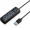 Hub USB Orico PW4U-U3, 4 x USB-A 3.0, Negru