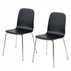 Set de 2 scaune Borelas lemn de arbore de cauciuc/metal, negru, 41 x 83 x 42 cm foto