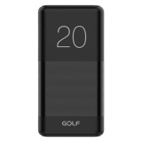 Baterie Externa PowerBank Negru 20000mA cu 2 iesiri USB 2.1A si 1A,Port Incarcare microUSB,Golf G81