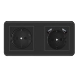 Priza Dubla Techstar PCU2, 2xUSB 2.1A, 16A, Negru, Policarbonat, Incastrata, Protectie Suprasarcina, Casa/Birou