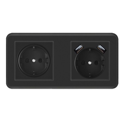 Priza Techstar&amp;reg; PCU2, Dubla, 2 x USB, 2.1 A, Culoare Negru, Policarbonat, 16A foto