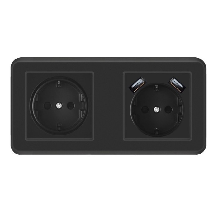 Priza Techstar&reg; PCU2, Dubla, 2 x USB, 2.1 A, Culoare Negru, Policarbonat, 16A