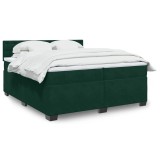 vidaXL Pat box spring cu saltea, verde &icirc;nchis, 200x200 cm, catifea 3286417