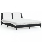VidaXL Pat cu saltea, negru și alb, 160x200 cm, piele ecologică 3208878