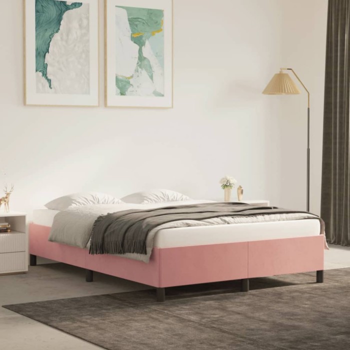 vidaXL Cadru de pat, roz, 140x190 cm, catifea 347323