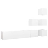 Cumpara ieftin Set dulapuri TV, 6 piese, alb, lemn prelucrat