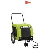 Cumpara ieftin Remorca bicicleta animale companie, verde/negru, oxford/fier