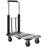 HOMCOM Cărucior Portapachete Pliabil cu Platformă Extensibilă, Capacitate 150 kg, M&acirc;ner Reglabil, Argintiu | Aosom Romania