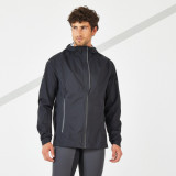 Jachetă Protecție ploaie și v&acirc;nt Alergare pe asfalt Kiprun Rain+ Negru Bărbați