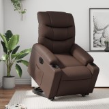 VidaXL Fotoliu rabatabil electric cu ridicare, maro, piele ecologică 3206615