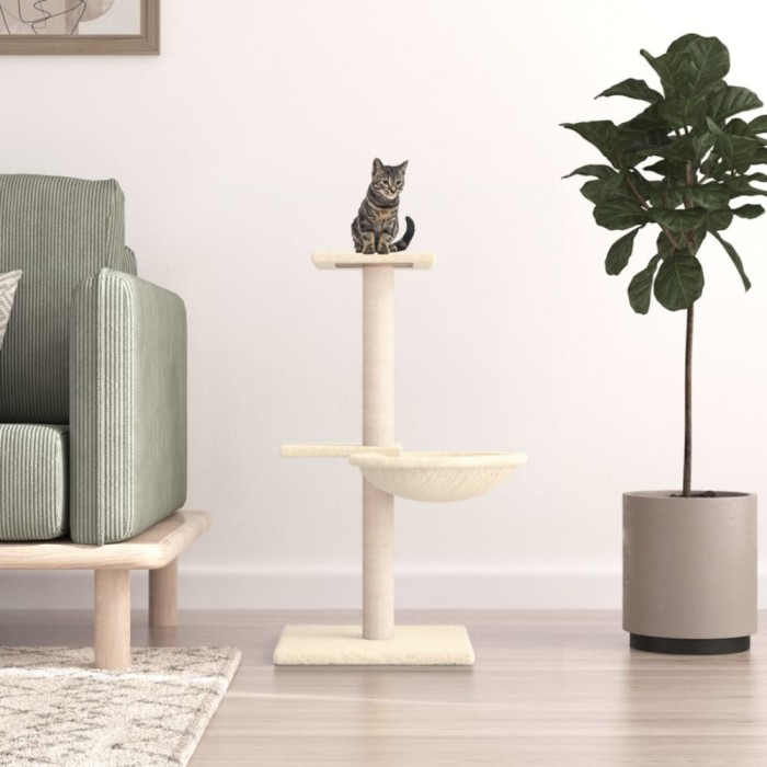 vidaXL Ansamblu de pisici cu st&acirc;lpi din funie de sisal, crem, 72 cm