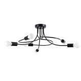 Candelabru Negru Din Oțel Cu 6 Becuri Neregulate De Interior Industrial