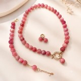 Cumpara ieftin Set Bijuterii Harmony Special Plus - Colier, Bratara, Cercei | Jad Roz, Argint 925 Placat Aur Galben, Zirconii