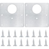 Cumpara ieftin Set 2 placi pentru repararea balamalelor mobilier, inox rezistent, montaj rapid cu suruburi incluse, 9 x 9 cm, argintiu