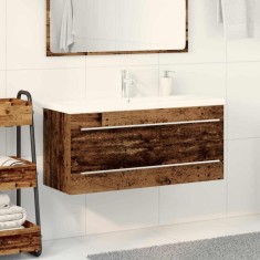 vidaXL Dulap cu chiuvetă cu sertar 2 pcs Lemn vechi 100 x 38.5 x 48 cm