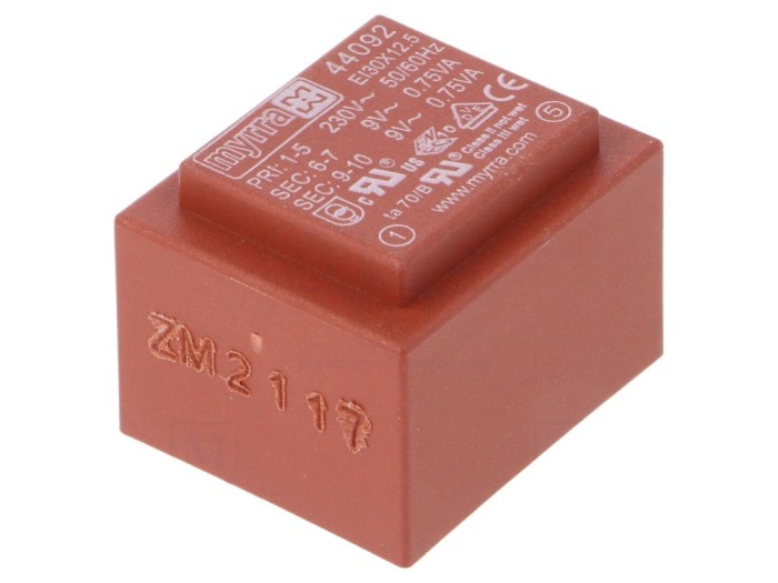 Transformator PCB &icirc;ncapsulat 1,5VA 230V 9V