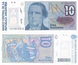 Argentina 10 Australes UNC (1985-1989) Bancnota Argentina, America