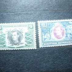 2 Timbre British Honduras (azi Belize) 1938 Rege George VI 4 si 5c ,guma imperf