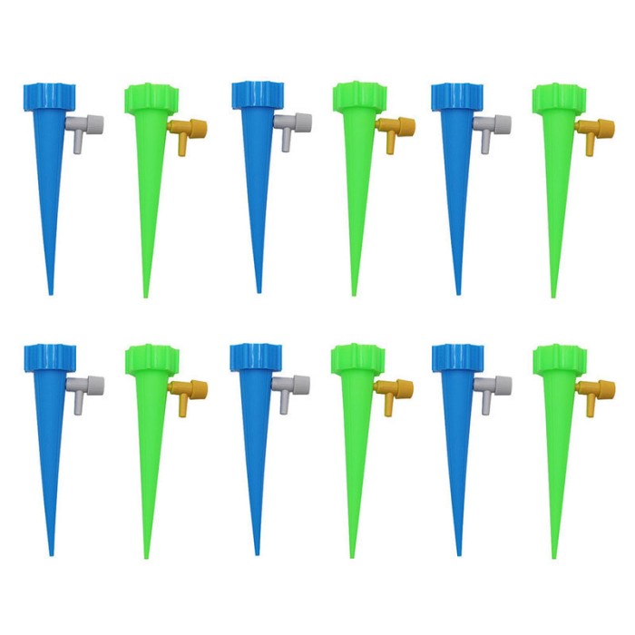 Set 12 picuratori, Plastic, Valva reglare debit, Albastru/Verde
