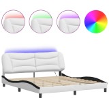 Cumpara ieftin Cadru de pat cu LED fara saltea, Hvar, alb si negru, 180x200 cm