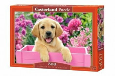 Puzzle Catelus Labrador in cutie roz, 500 piese foto