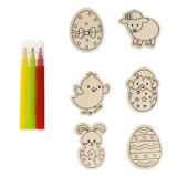Set Creativ cu 6 Figurine de Paste cu Magnet si 3 Carioci, CMCLASS