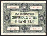 OBLIGAȚIUNE CEC 200 DOUA SUTE LEI CU 4% C&Acirc;ȘTIGURI - CASA DE ECONOMII ȘI CONSEMNAȚIUNI - ROM&Acirc;NIA COMUNISTĂ R.S.R., Europa