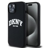 Husa iPhone 15 Plus DKNY Hardcase Liquid Silicone White Printed Logo MagSafe, negru, DKHMP15MSNYACH