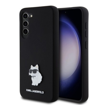 Husa pentru Samsung Galaxy S23 Plus - Karl Lagerfeld Silicone (KLHCS23MSMHCNPK) - Choupette Metal Pin foto