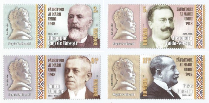 Romania, LP 2212b/2018, Fauritori ai Marii Uniri II, serie cu vinieta 3, MNH