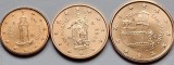 Set 3 Monede San Marino 2006, 1, 2, 5 Centi, UNC, KM#440-442