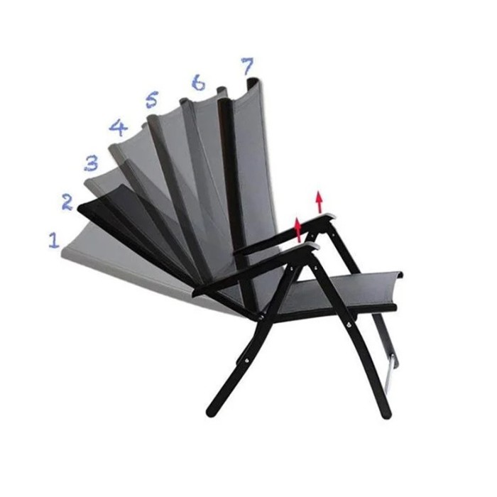 Scaun Fotoliu Pliabil Negru cu Spatar Ajustabil in 7 Pozitii 69x55x102 cm
