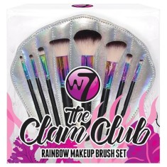 Set 8 Pensule Machiaj, W7, The Clam Club Rainbow, Geanta depozitare inclusa