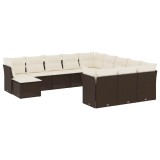 Cumpara ieftin Set canapele de gradina cu perne, 12 piese, maro, poliratan
