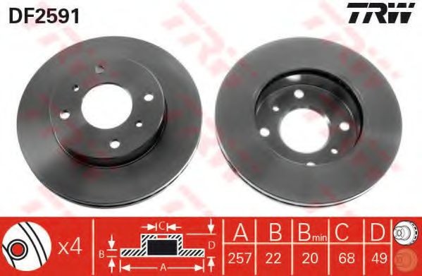 Disc frana NISSAN ALMERA II Hatchback (N16) (2000 - 2016) TRW DF2591