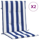 Cumpara ieftin Perne de scaun cu spatar mic 2 buc. albastru &amp; alb textil dungi