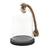 Cumpara ieftin Platou decorativ lemn negru cupola sticla 17x17x28 cm