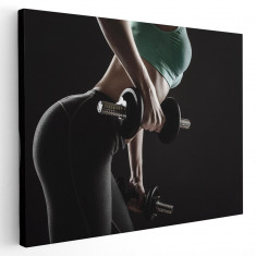 Tablou femeie facand exercitii cu gantere Tablou canvas pe panza CU RAMA 60x80 cm foto