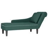 Șezlong cu pernă și cotieră dreapta, verde &icirc;nchis, catifea