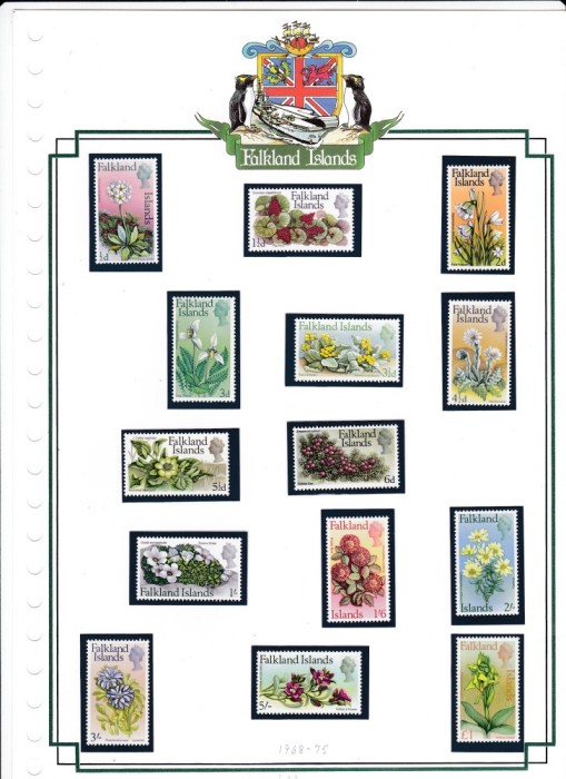 DB1 Colonii Ins. Falkland 1968 14 v. MNH in haviduri pe foaie de album