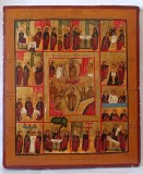 Icoana antica Praznicar, Sarbatorile Bisericii Invierea Lui Isus si Coborarea In Infern, sec. 18-19, 44,4x37,7