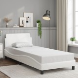 VidaXL Cadru de pat cu tăblie, alb, 80x200 cm, piele ecologică
