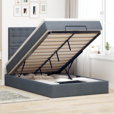 vidaXL Cadru de pat otoman cu saltele Gri &icirc;nchis 120x190cm catifea