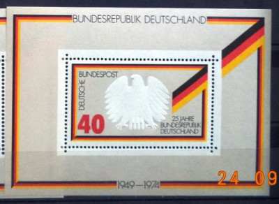 GERMANIA 1974 &amp;ndash; 25 ANI EXISTENTA STATULUI, colita nestampilata, PT16 foto