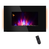 Soba Electrica de Perete sau Sol 2000W cu Flama LED 7 Culori, Negru, control manula/telecomanda, temporizator 90x56x9.5cm HOMCOM | Aosom RO
