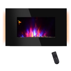Soba Electrica de Perete sau Sol 2000W cu Flama LED 7 Culori, Negru, control manula/telecomanda, temporizator 90x56x9.5cm HOMCOM | Aosom RO